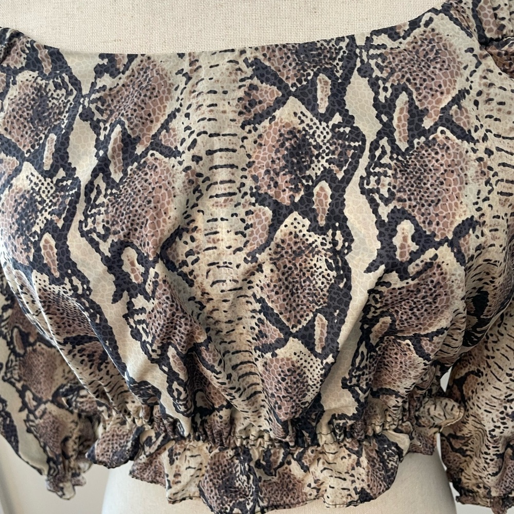 LPA REVOLVE Rara Snakeskin Ruffle Cropped Top - Picture 4 of 14